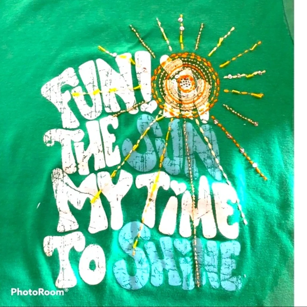 Gap Fun in the Sun My Time to Shine Green Hippie Tee XXL